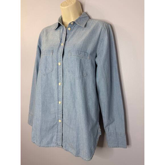 J CREW Classic-fit Chambray Shirt Relax Fit Women's 2 New - Picture 9 of 14